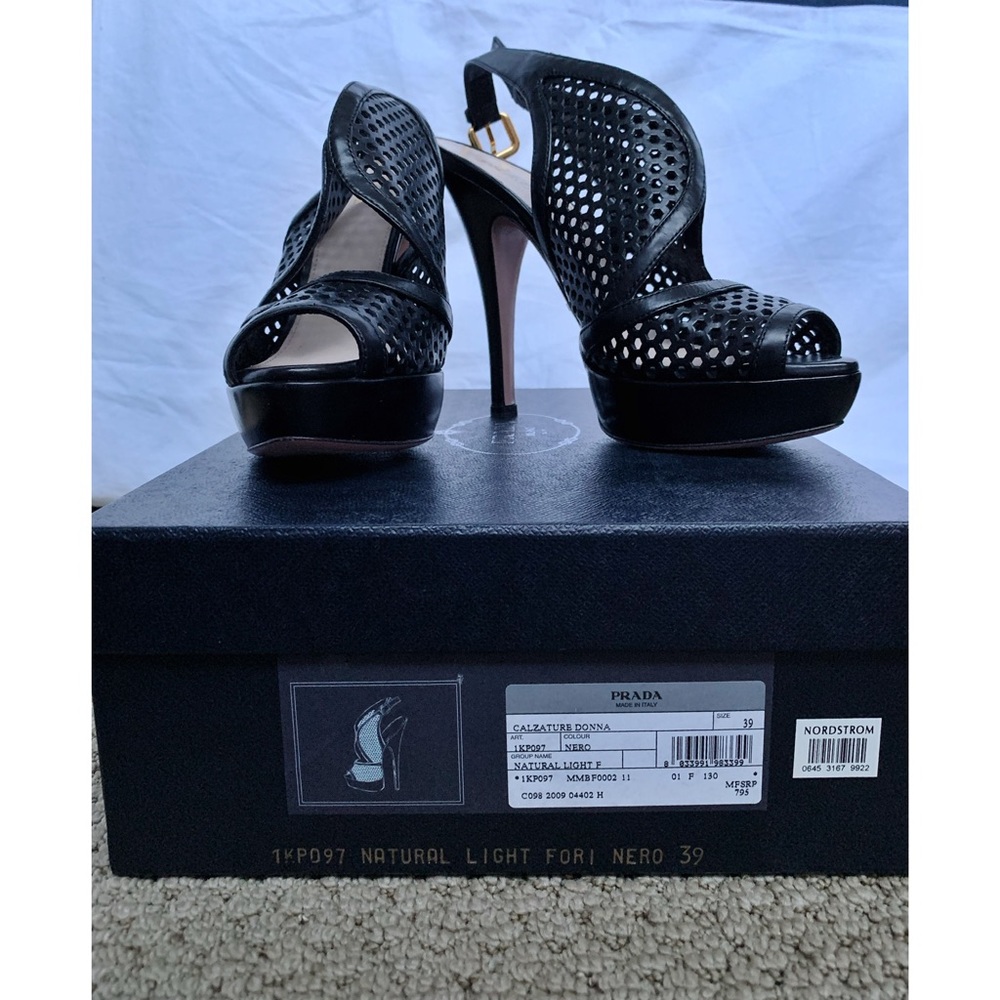 Prada heels, cage effect, black